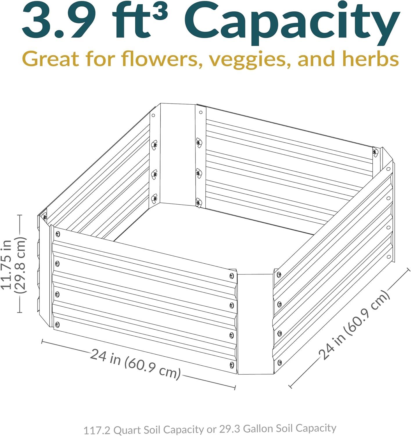 image:imageSunnydaze Galvanized Raised Garden Bed Kit 5x5x1 ft Outdoor Raised Garden Bed Metal Planter Box for Vegetables Flowers Herbs Dark Gray LShapedSilver