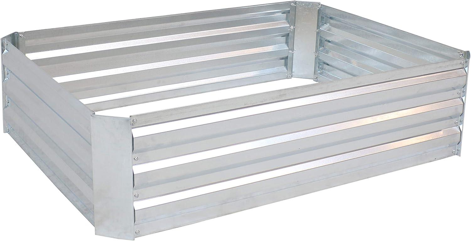 image:imageSunnydaze Galvanized Raised Garden Bed Kit 5x5x1 ft Outdoor Raised Garden Bed Metal Planter Box for Vegetables Flowers Herbs Dark Gray LShapedSilver