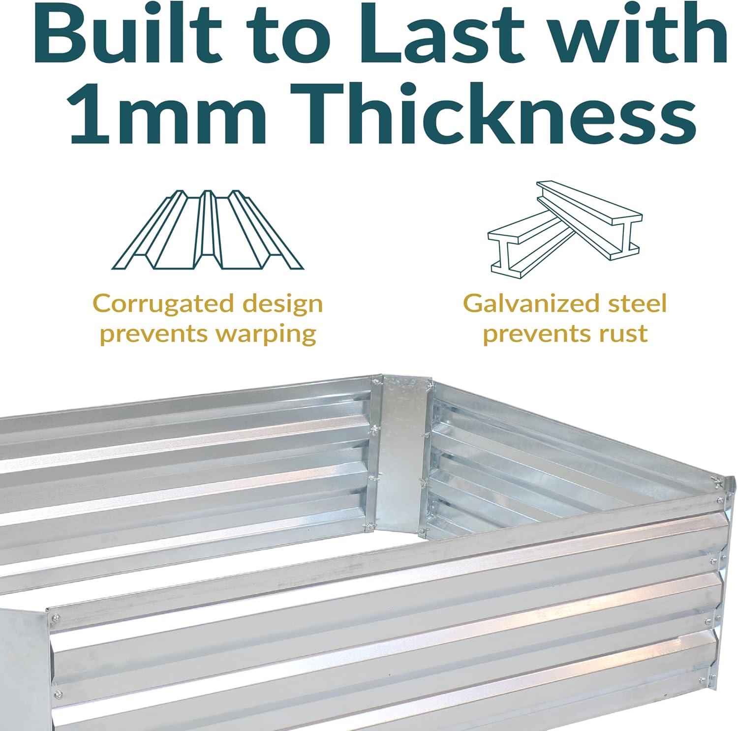 image:imageSunnydaze Galvanized Raised Garden Bed Kit 5x5x1 ft Outdoor Raised Garden Bed Metal Planter Box for Vegetables Flowers Herbs Dark Gray LShapedSilver
