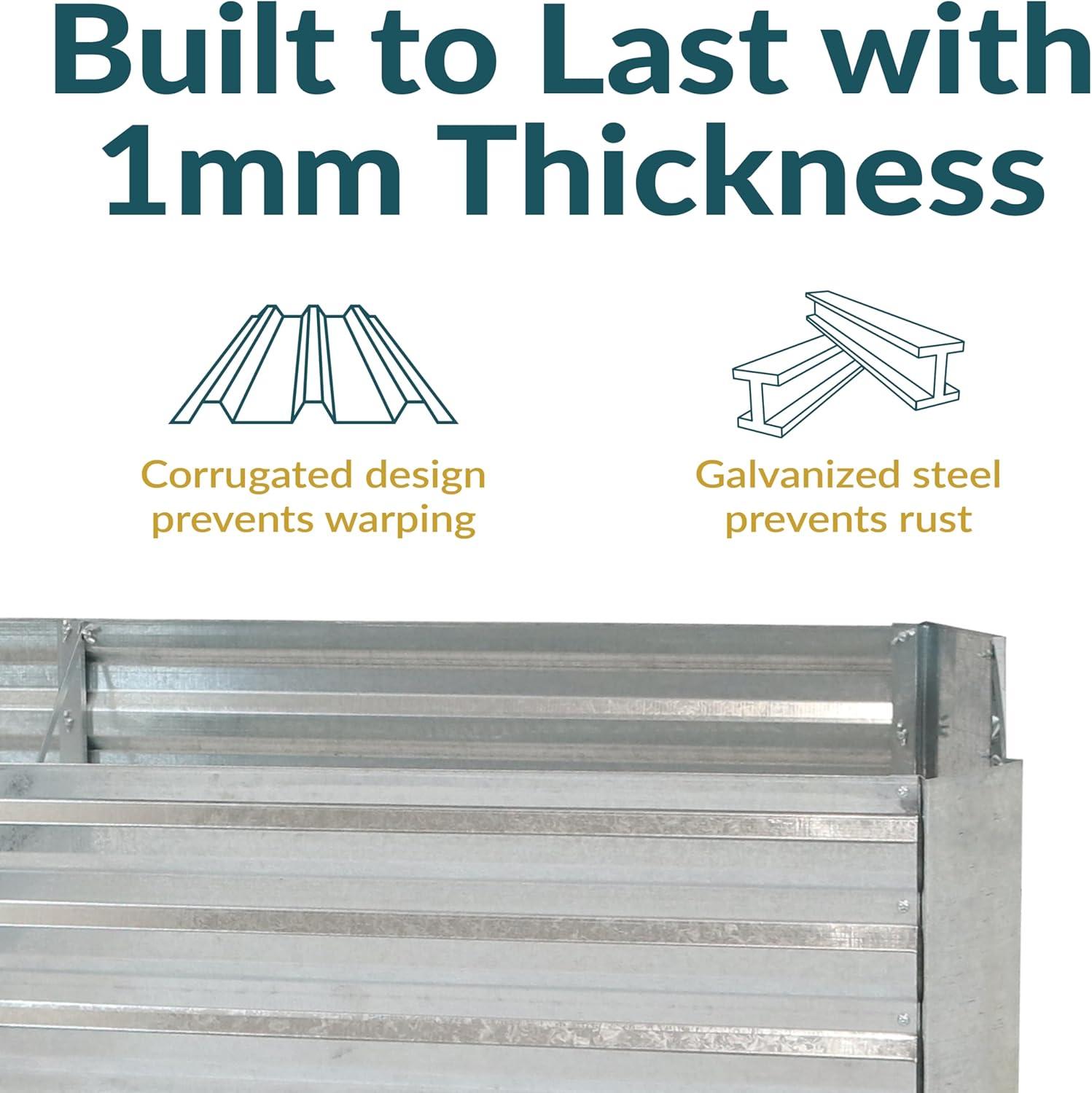 image:imageSunnydaze Galvanized Raised Garden Bed Kit 5x5x1 ft Outdoor Raised Garden Bed Metal Planter Box for Vegetables Flowers Herbs Dark Gray LShapedSilver