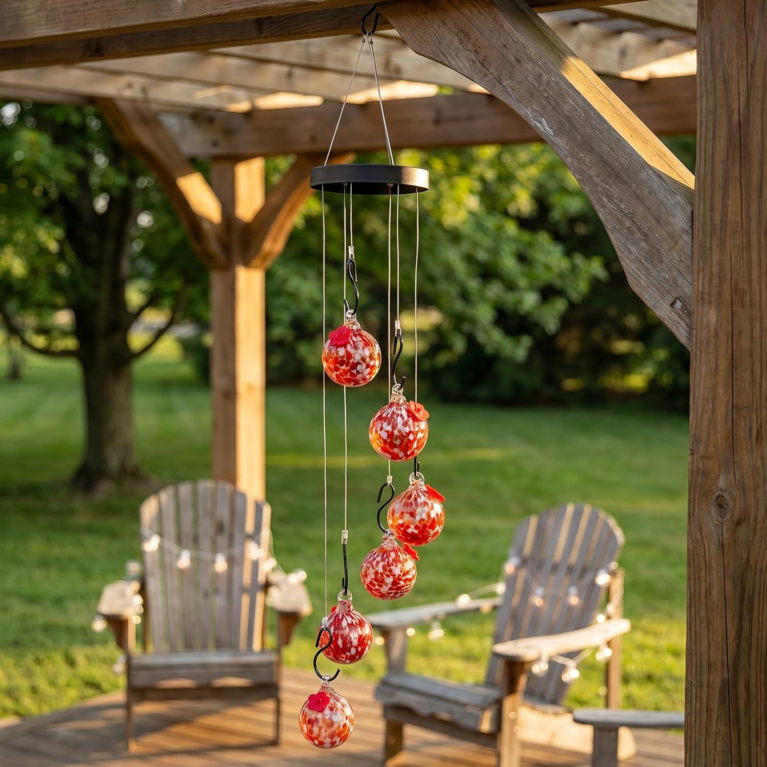 image:imageSunnydaze HandBlown Glass Hummingbird Feeder Balls Set of 6 Hanging Hummingbird Feeders with 6 Ports 30 oz Capacity Bee Proof Feeder for Outdoors Leak Proof and Easy to Clean