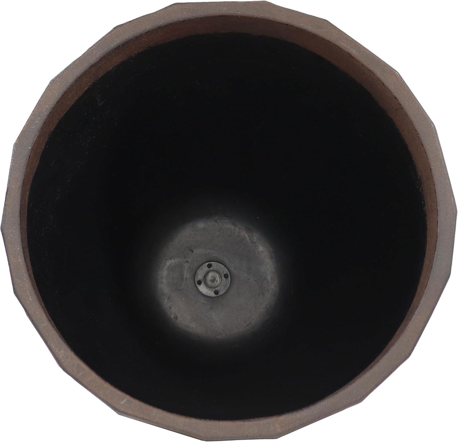 image:imageSunnydaze Pebbled Polyresin Round Outdoor Planter 1575 Flower Pot for Indoor or Outdoor Use Dark Brown Set of 41