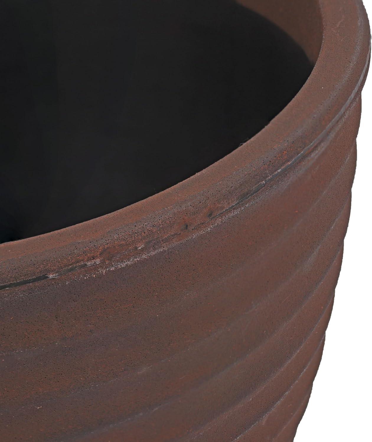 image:imageSunnydaze Ribbed 13 Outdoor Plant Pot Polyresin DoubleWalled Planter for Indoor or Outdoor Use Rust Set of 213 in