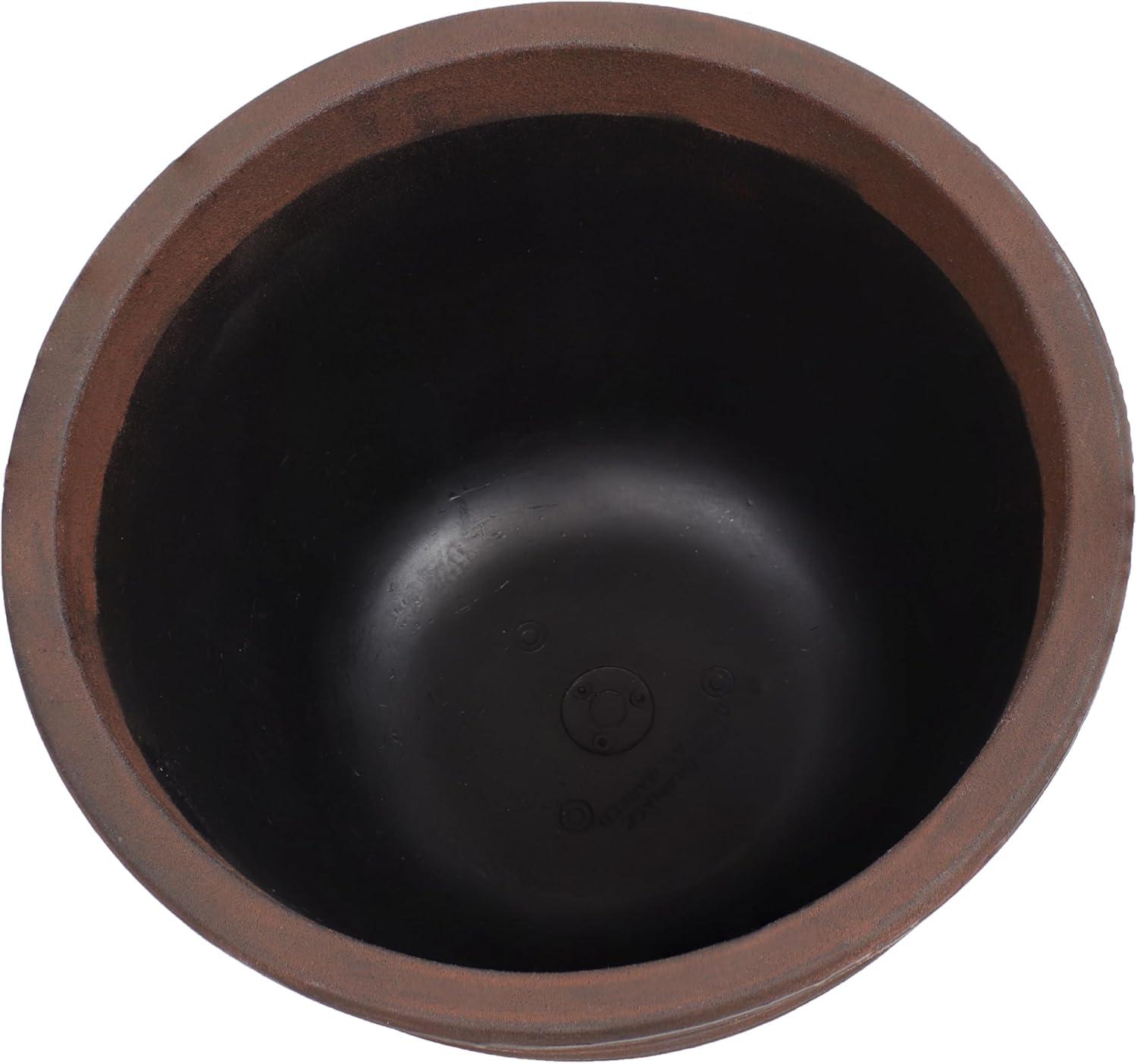 image:imageSunnydaze Ribbed 13 Outdoor Plant Pot Polyresin DoubleWalled Planter for Indoor or Outdoor Use Rust Set of 213 in