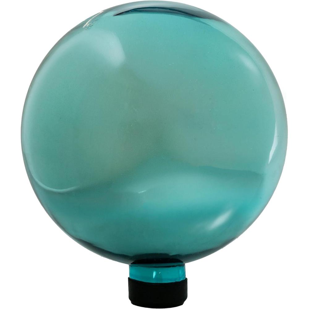 image:imageSunnydaze 10Inch Glass Gazing Ball for Garden Enthusiasts Outdoor Gazing Globe for Outside Yard Decor Aqua Stainless Steel FinishAqua