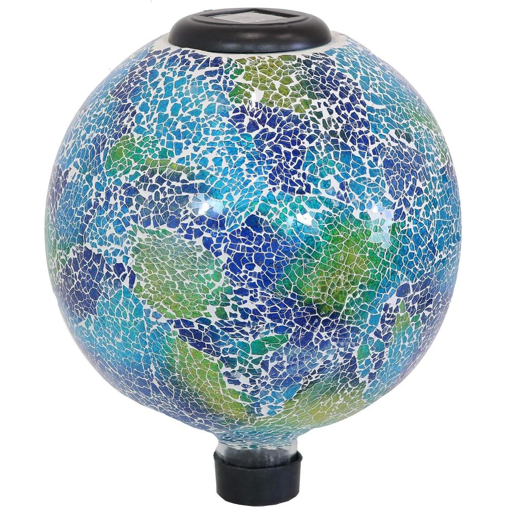image:imageSunnydaze 10Inch Solar Gazing Ball for Garden Outdoor Glass Gazing Garden Globe for Outside Decoration Pearl PinkAzul Terra
