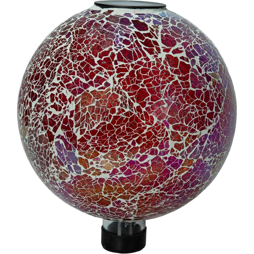 image:imageSunnydaze 10Inch Solar Gazing Ball for Garden Outdoor Glass Gazing Garden Globe for Outside Decoration Pearl PinkPearl Pink