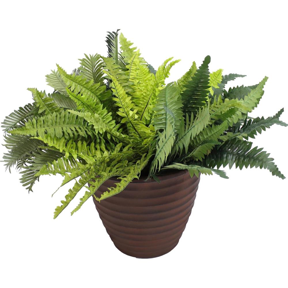image:imageSunnydaze Ribbed 13 Outdoor Plant Pot Polyresin DoubleWalled Planter for Indoor or Outdoor Use Rust Set of 213 in