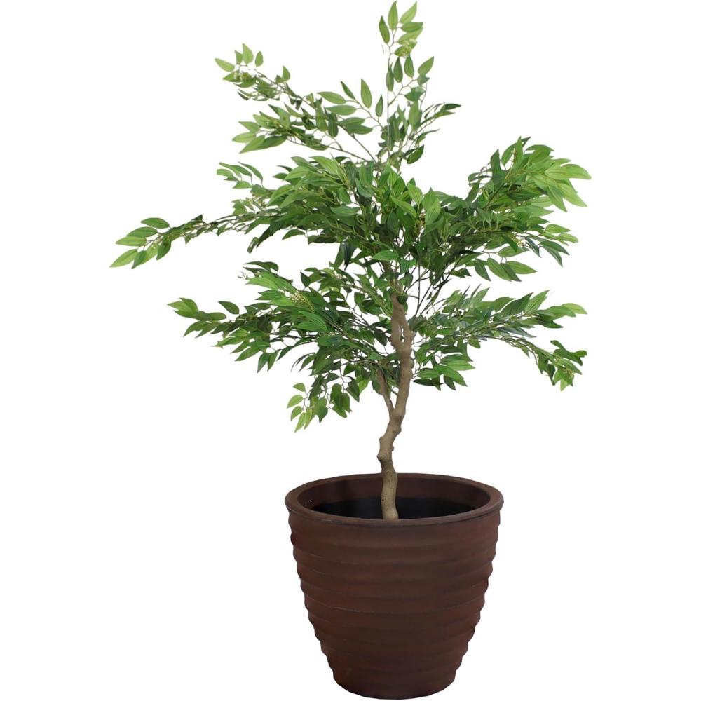 image:imageSunnydaze Ribbed 13 Outdoor Plant Pot Polyresin DoubleWalled Planter for Indoor or Outdoor Use Rust Set of 216 in