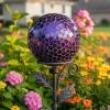 Sunnydaze 10-Inch Gazing Ball for Garden – Glass Gazing Globe for Outside – Outdoor Garden Orb for Backyard or Front Lawn Decor – Lavender – Set of 2(Iridescent Purple)