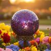 Sunnydaze 10-Inch Gazing Ball for Garden – Glass Gazing Globe for Outside – Outdoor Garden Orb for Backyard or Front Lawn Decor – Lavender – Set of 2(Iridescent Purple)