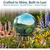 Sunnydaze 10-Inch Glass Gazing Ball for Garden Enthusiasts – Outdoor Gazing Globe for Outside Yard Decor – Aqua – Stainless Steel Finish(Aqua)