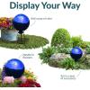Sunnydaze 10-Inch Glass Gazing Ball for Garden Enthusiasts – Outdoor Gazing Globe for Outside Yard Decor – Aqua – Stainless Steel Finish(Blue)