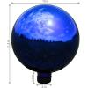 Sunnydaze 10-Inch Glass Gazing Ball for Garden Enthusiasts – Outdoor Gazing Globe for Outside Yard Decor – Aqua – Stainless Steel Finish(Blue)