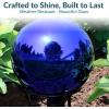 Sunnydaze 10-Inch Glass Gazing Ball for Garden Enthusiasts – Outdoor Gazing Globe for Outside Yard Decor – Aqua – Stainless Steel Finish(Blue)