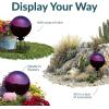 Sunnydaze 10-Inch Glass Gazing Ball for Garden Enthusiasts – Outdoor Gazing Globe for Outside Yard Decor – Aqua – Stainless Steel Finish(Merlot)
