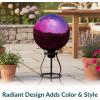 Sunnydaze 10-Inch Glass Gazing Ball for Garden Enthusiasts – Outdoor Gazing Globe for Outside Yard Decor – Aqua – Stainless Steel Finish(Merlot)