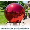 Sunnydaze 10-Inch Glass Gazing Ball for Garden Enthusiasts – Outdoor Gazing Globe for Outside Yard Decor – Aqua – Stainless Steel Finish(Red)