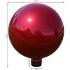 Sunnydaze 10-Inch Glass Gazing Ball for Garden Enthusiasts – Outdoor Gazing Globe for Outside Yard Decor – Aqua – Stainless Steel Finish(Red)