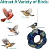 Sunnydaze 10-Inch Glass Mosaic Hanging Bird Feeder for Outdoors – Fly-Through Glass Bird Feeder for Cardinals, Jays, Finches and More – Indigo Flower Mosaic – Set of 6