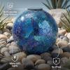 Sunnydaze 10-Inch Solar Gazing Ball for Garden – Outdoor Glass Gazing Garden Globe for Outside Decoration – Pearl Pink(Deep Ocean Swirl)