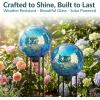 Sunnydaze 10-Inch Solar Gazing Ball for Garden – Outdoor Glass Gazing Garden Globe for Outside Decoration – Pearl Pink(Deep Ocean Swirl)