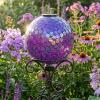 Sunnydaze 10-Inch Solar Gazing Ball for Garden – Outdoor Glass Gazing Garden Globe for Outside Decoration – Pearl Pink(Iridescent Purple)