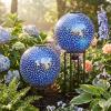 Sunnydaze 10-Inch Solar Gazing Ball for Garden – Outdoor Glass Gazing Garden Globe for Outside Decoration – Pearl Pink(Lavender Mosaic)