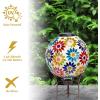 Sunnydaze 10-Inch Solar Gazing Ball for Garden – Outdoor Glass Gazing Garden Globe for Outside Decoration – Pearl Pink(Midsummer Dahlias)