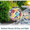 Sunnydaze 10-Inch Solar Gazing Ball for Garden – Outdoor Glass Gazing Garden Globe for Outside Decoration – Pearl Pink(Midsummer Dahlias)