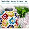 Sunnydaze 10-Inch Solar Gazing Ball for Garden – Outdoor Glass Gazing Garden Globe for Outside Decoration – Pearl Pink(Midsummer Dahlias)
