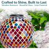 Sunnydaze 10-Inch Solar Gazing Ball for Garden – Outdoor Glass Gazing Garden Globe for Outside Decoration – Pearl Pink(Summer Trellis)