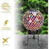 Sunnydaze 10-Inch Solar Gazing Ball for Garden – Outdoor Glass Gazing Garden Globe for Outside Decoration – Pearl Pink(Summer Trellis)