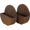 Sunnydaze 12″ Round Wall Planter – Polyresin Wall-Hanging Flower Pot for Indoor or Outdoor Use – Dark Brown – Set of 2(2)