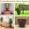 Sunnydaze 13-Inch Laurel Large Plant Pot – Polyresin Round Outdoor Planter with Drillable Drainage Holes – 2 Pack – Rust(2)