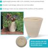 Sunnydaze 15.5-Inch Walter Large Plant Pot – Polyresin Round Outdoor Planter with Drillable Drainage Hole – 2 Pack – Antique White(2)