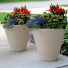 Sunnydaze 15.5-Inch Walter Large Plant Pot – Polyresin Round Outdoor Planter with Drillable Drainage Hole – 2 Pack – Antique White(2)