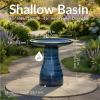 Sunnydaze 21″ H Ceramic Bird Bath for Outside – Hand-Painted Outdoor Bird Bath Bowl, UV/Frost-Resistant Finish – Lemon Cognac(Galaxy Blue)