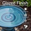 Sunnydaze 21″ H Ceramic Bird Bath for Outside – Hand-Painted Outdoor Bird Bath Bowl, UV/Frost-Resistant Finish – Lemon Cognac(Galaxy Blue)