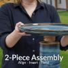 Sunnydaze 21″ H Ceramic Bird Bath for Outside – Hand-Painted Outdoor Bird Bath Bowl, UV/Frost-Resistant Finish – Lemon Cognac(Galaxy Blue)
