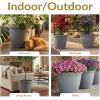 Sunnydaze 24-Inch Anjelica Large Plastic Pot for Plants – Outdoor Double-Walled Large Plastic Planter with Drillable Drainage Holes – Matte Black – 2pk(Light Gray)