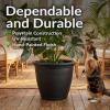 Sunnydaze 24-Inch Anjelica Large Plastic Pot for Plants – Outdoor Double-Walled Large Plastic Planter with Drillable Drainage Holes – Matte Black – 2pk(Matte Black)
