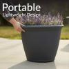 Sunnydaze 24-Inch Anjelica Large Plastic Pot for Plants – Outdoor Double-Walled Large Plastic Planter with Drillable Drainage Holes – Matte Black – 2pk(Slate)