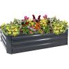 Sunnydaze 48-Inch Galvanized Steel Raised Garden Beds – Rectangle Planter for Vegetables and Flowers – Brown – Set of 2(Dark Gray)