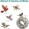 Sunnydaze 6-Inch Glass Mosaic Hanging Bird Feeder for Outdoors – Fly-Through Glass Bird Feeder for Cardinals, Jays, Finches and More – Set of 8(Rainbow Daisies Mosaic)