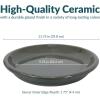 Sunnydaze 9-Inch Ceramic Plant Saucers – Plant Drip Trays for Outdoor Planter Flowerpot Drainage – Set of 4 – Gray(Gray)