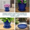 Sunnydaze 9-Inch Ceramic Plant Saucers – Plant Drip Trays for Outdoor Planter Flowerpot Drainage – Set of 4 – Gray(Imperial Blue)