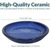 Sunnydaze 9-Inch Ceramic Plant Saucers – Plant Drip Trays for Outdoor Planter Flowerpot Drainage – Set of 4 – Gray(Imperial Blue)