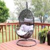 Sunnydaze Cordelia Hanging Egg Chair with Steel Stand Set, Resin Wicker, Large Basket Design, Outdoor Use, Includes Cushion