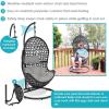 Sunnydaze Cordelia Hanging Egg Chair with Steel Stand Set, Resin Wicker, Large Basket Design, Outdoor Use, Includes Cushion